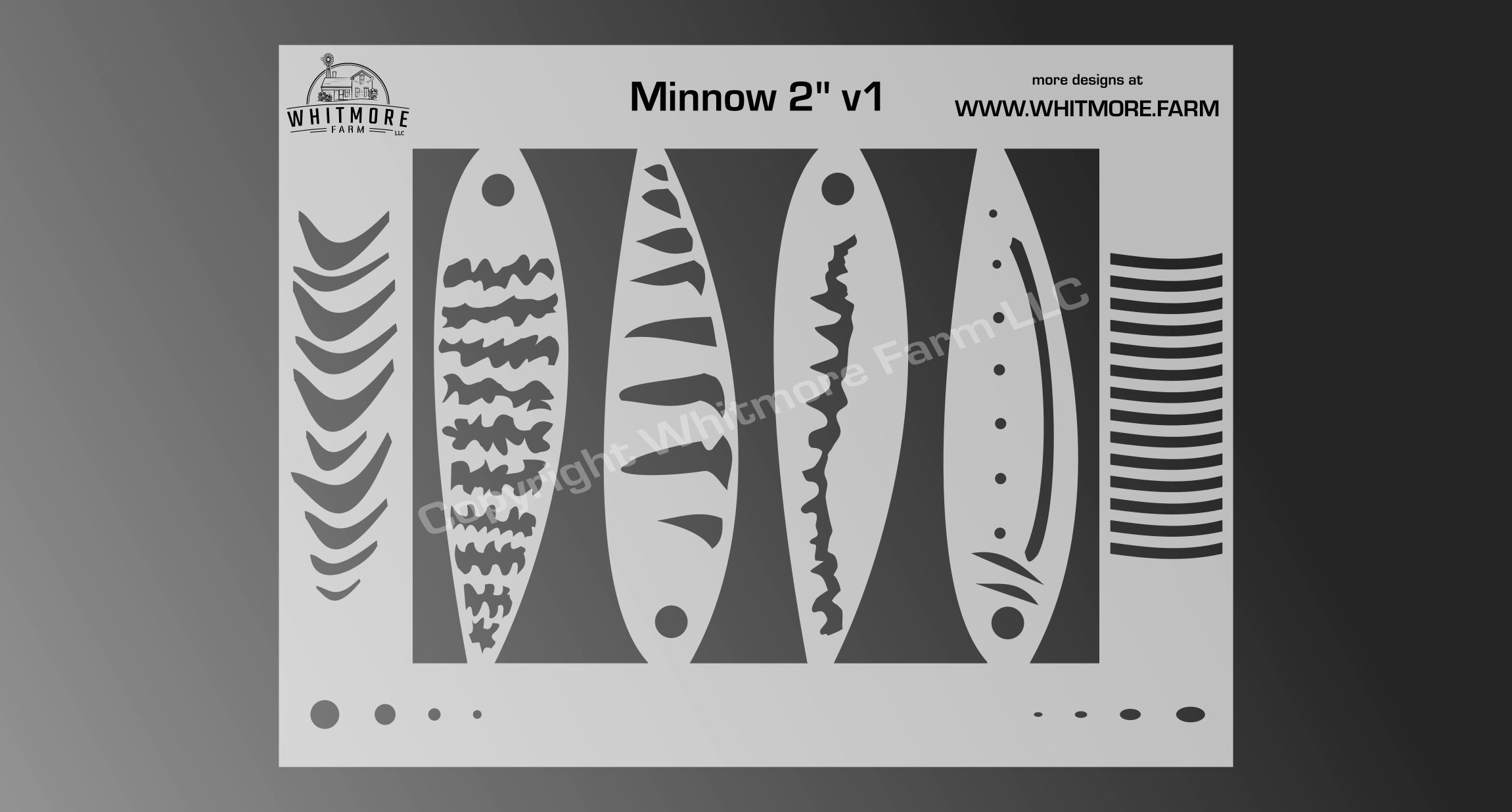 Minnow Fishing Lure Airbrush Stencil - 2 inch