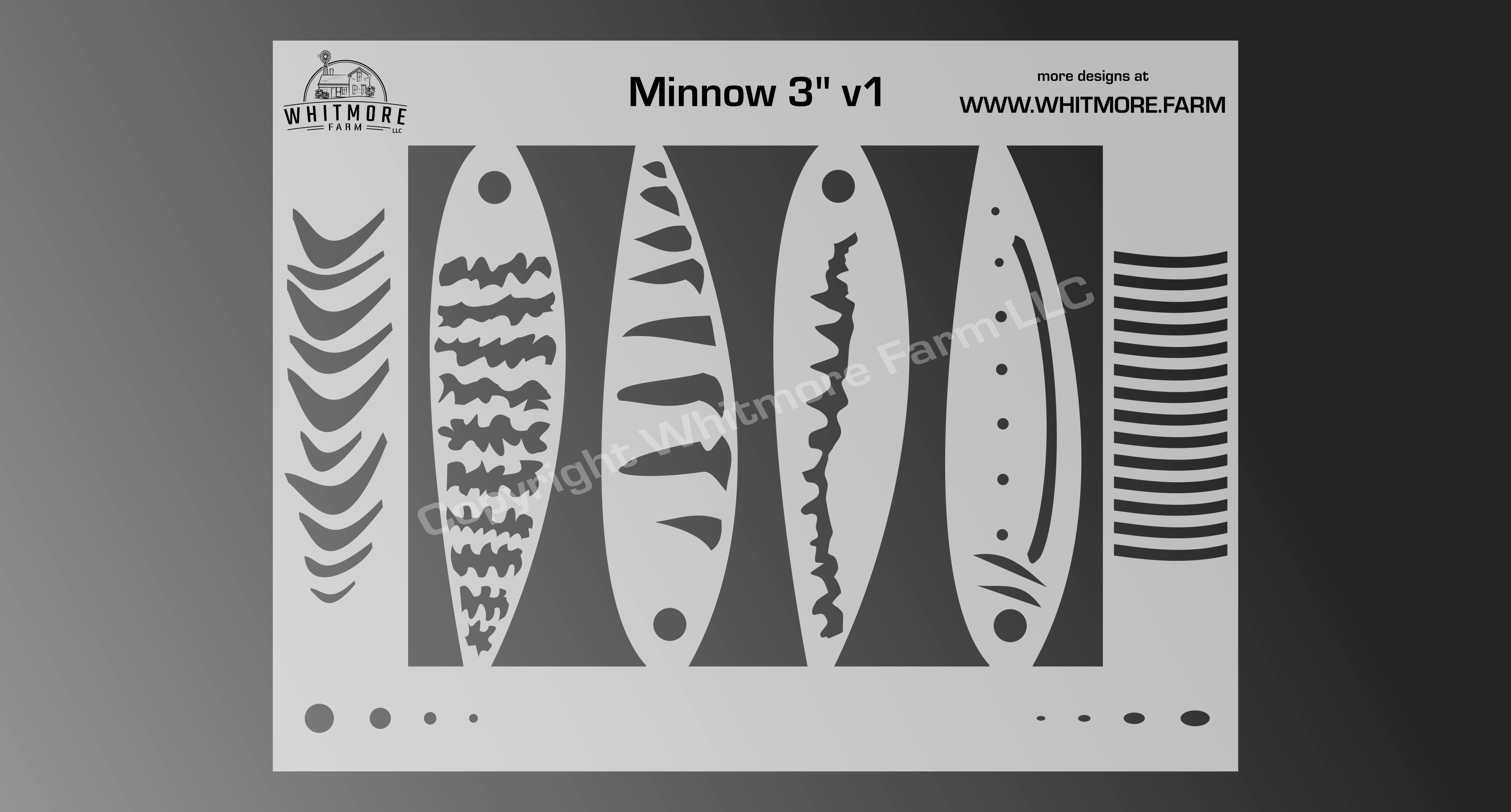 Minnow Fishing Lure Airbrush Stencil #1 - 3 Inch