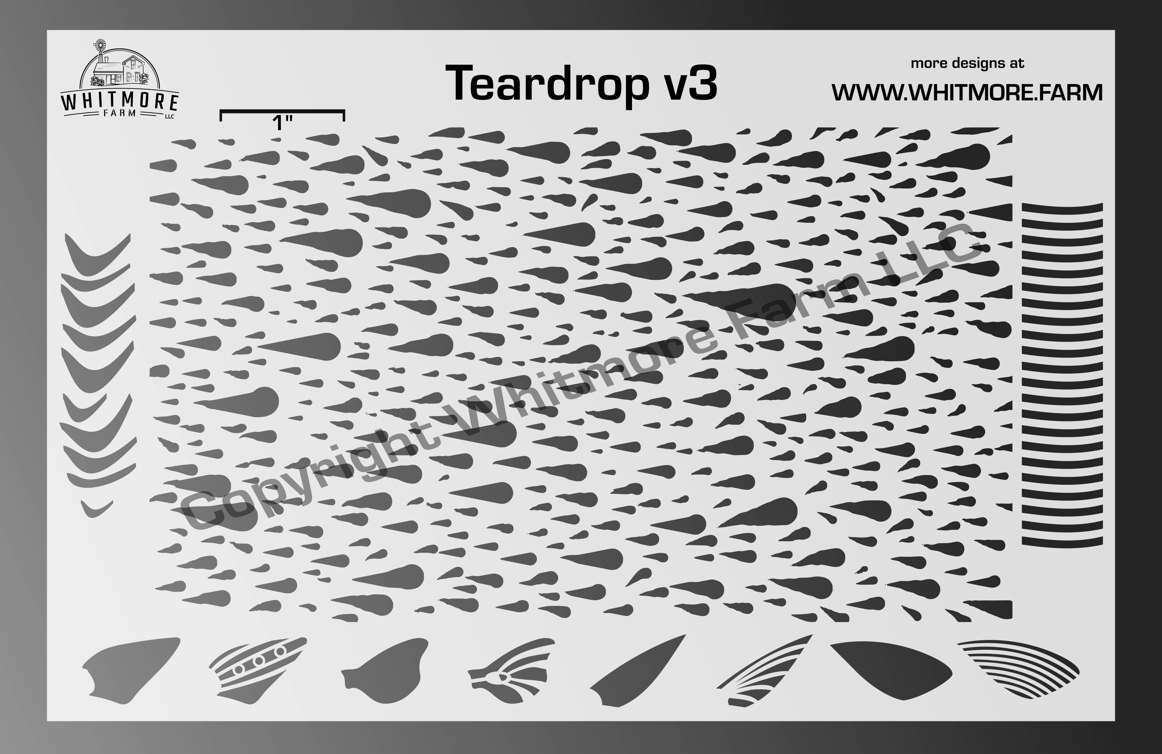Teardrop v3 Mesh Fishing Lure Airbrush Stencil