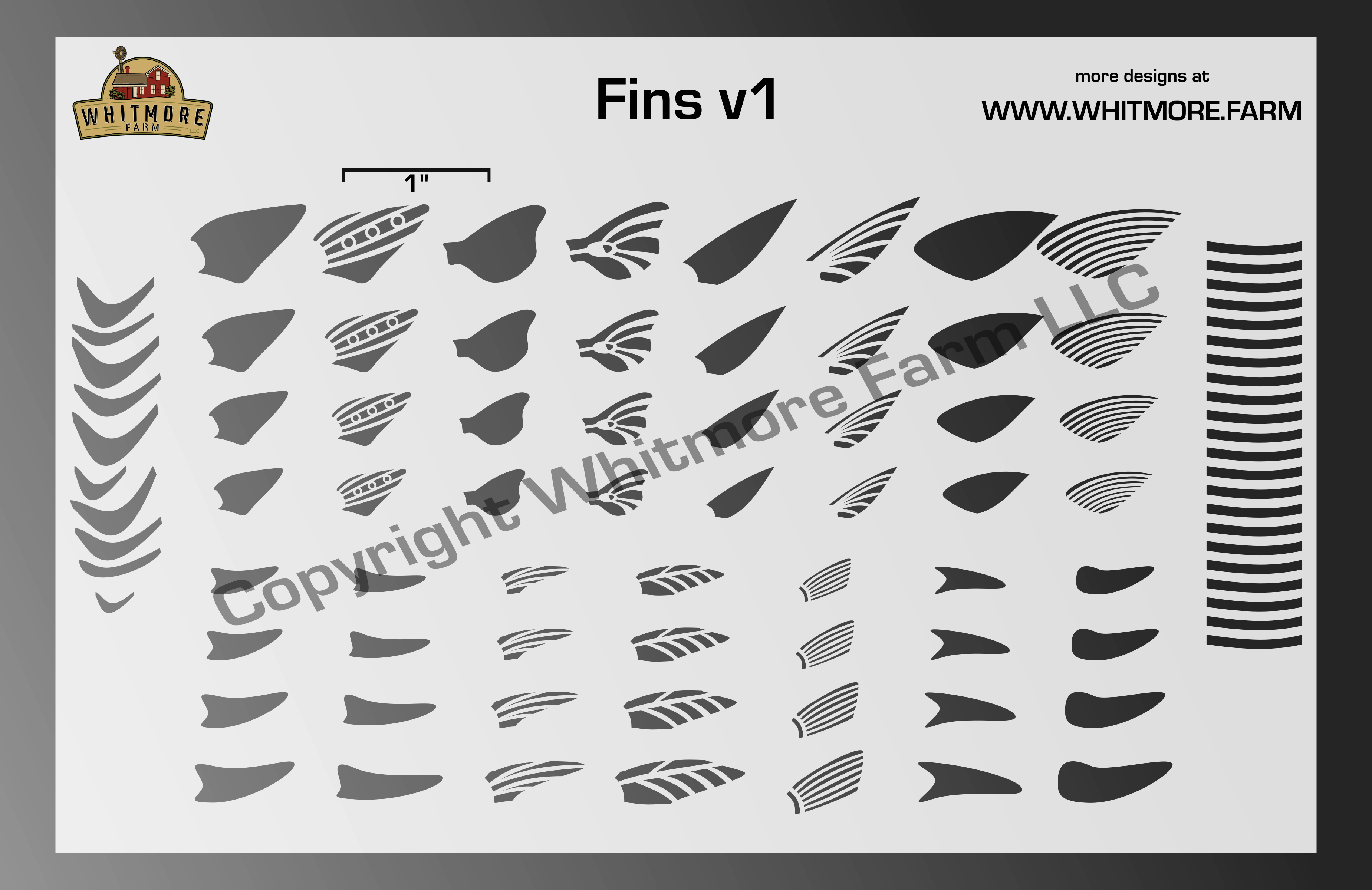 Fins v1 Assortment Fishing Lure Airbrush Stencil
