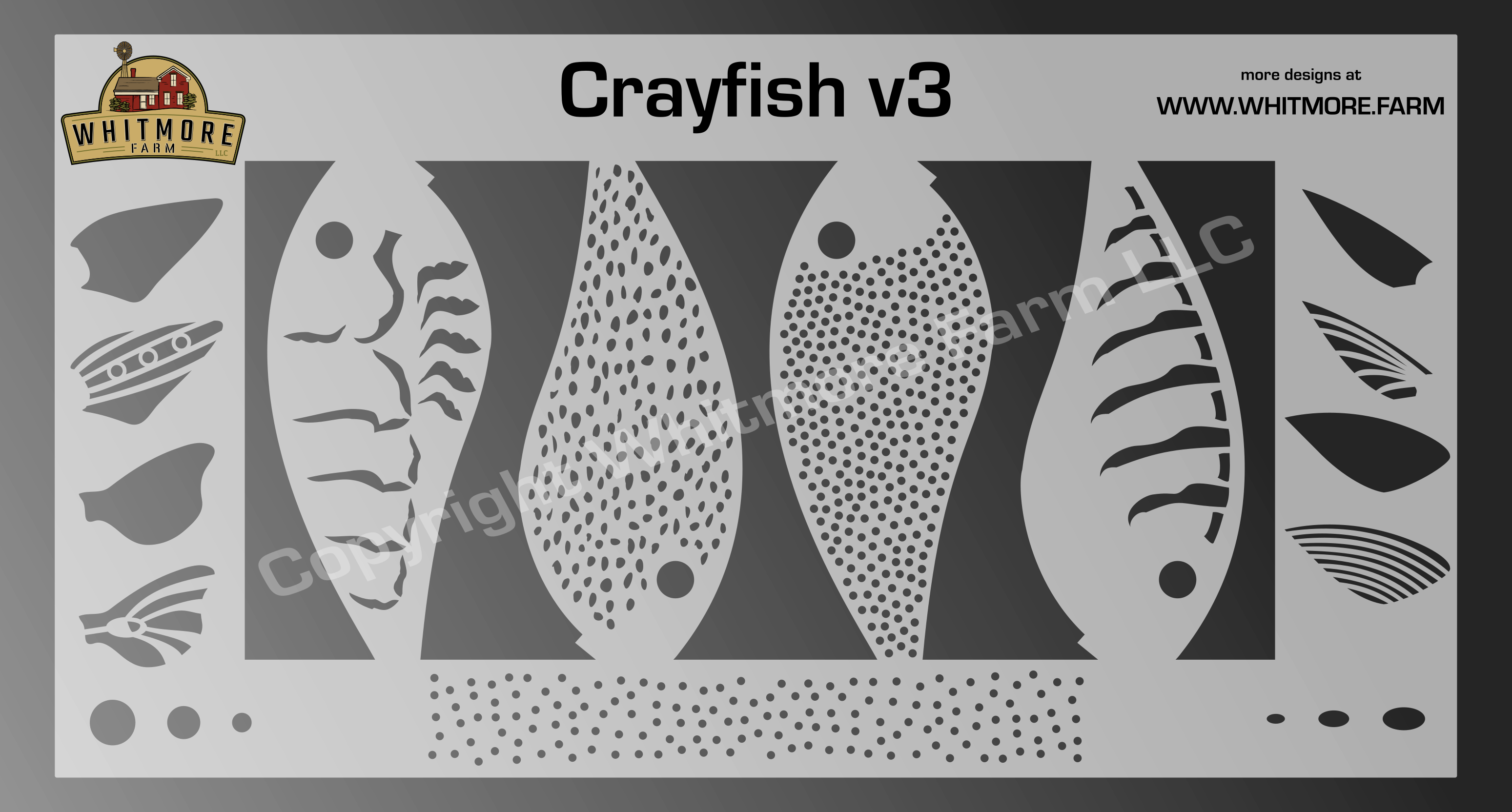 Crayfish Fishing Lure Airbrush Stencil v3